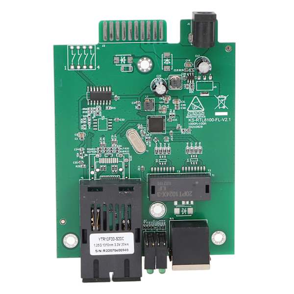 Fiber Transceiver 1000 Mbps 1310nm Dobbel Fiber Enkeltmodus Opptil 20 km RJ45 Port Ethernet Fiber Transceiver med LED-indikatorer