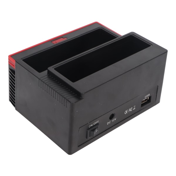 Harddisk-dokkestasjon USB2.0 Dobbel bukt 12TB Støtte OTB 480Mbps Harddisk-kabinett for 2,5 tommer 3,5 tommer IDE SATA EU-plugg