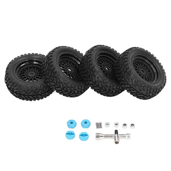 4 stk. RC hjuldæk Plast Gummi Holdbar Stabil Bedre vejgreb 1/10 Gummihjul Dæk til 1/10 Racing Car Sort