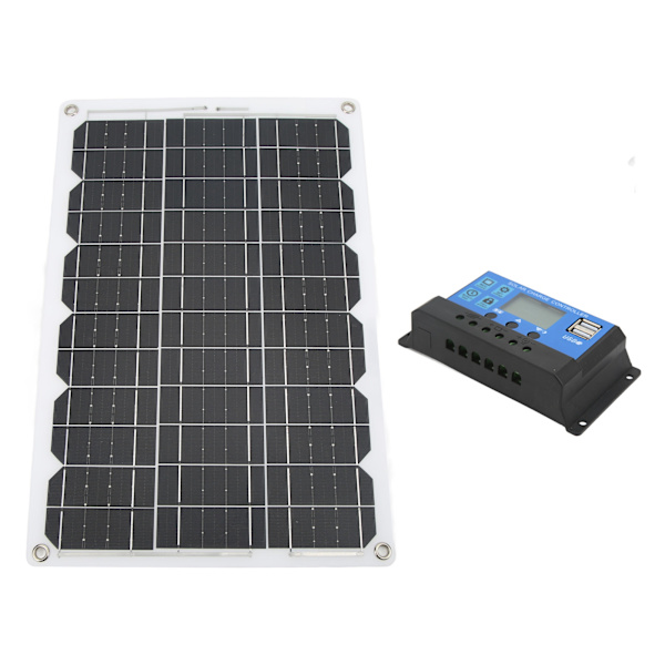 Solpanelssats 18W 18V Monokristallin Solpanel 30A Dubbel USB 12V 24V Laddningskontroll för Camping RV