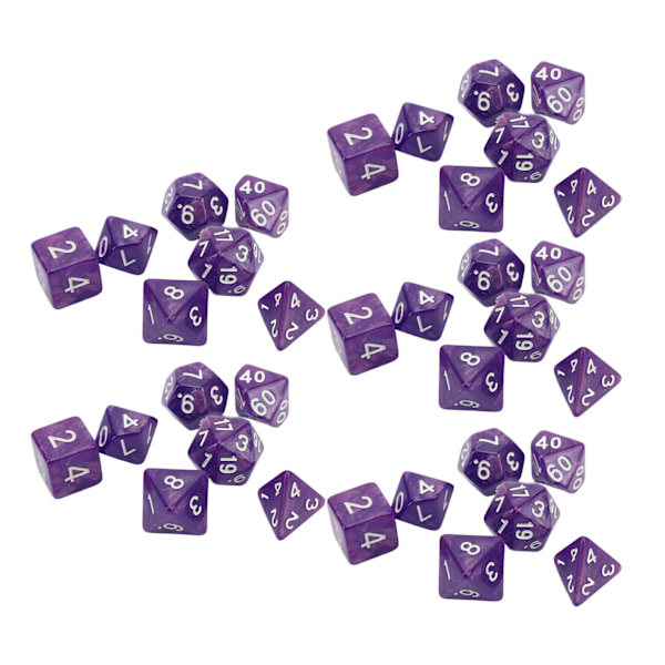 35 kpl Muovinen Nopan Sarja Helmi Kuvio Valkoiset Numerot Monitahoiset Nopat Pöytäpeliin Koulutus Violetti