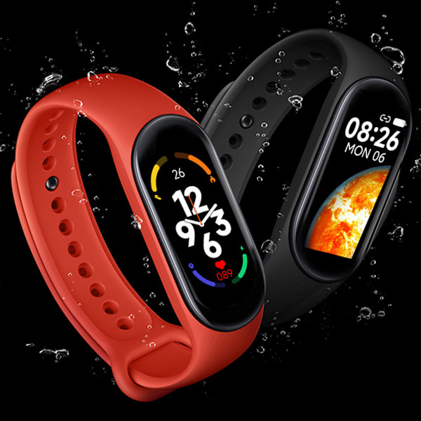 M7 Smart Armband Multifunktion Silikon Dynamisk Färg Storskärm Fitness Watch Band för Puls Sömnövervakning Svart