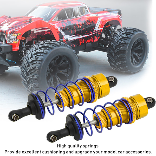 2 stk. 92 mm RC olietryksjusterbar forreste støddæmper Passer til ZD Racing 7358 1/10 RC CarGolden