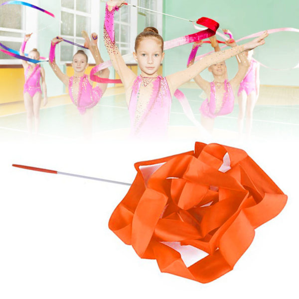 4m/13.12ft Dansband Gymnastik Band Streamers Dansande Streamers Stavar för barn Orange