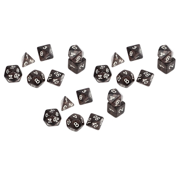 21 stk. Flerfacetteret terningesæt Vandtæt Sikkert Praktisk Puslespil Brætspil Polyhedral Terningesæt Gennemsigtig Sort