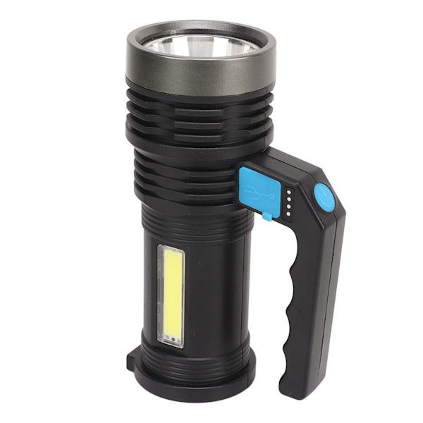 LED-ficklampa USB-laddningsbar IPX4 vattentät aluminiumlegering Bärbar LED-utomhuslampa med COB-sidoljus