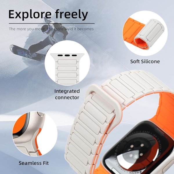Sopii Apple Watch -rannekkeisiin, vapaasti säädettävät magneettirannekkeet, Apple Watch SE 10. sukupolvi luumu kukka Ultra -kellorannekkeet orange 38/40/41/42 mm
