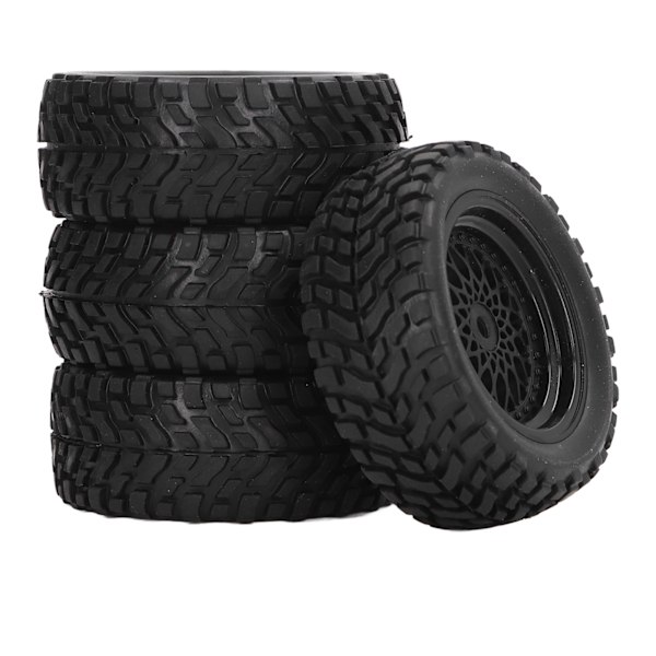 4 stk. RC hjuldæk Plast Gummi Holdbar Stabil Bedre vejgreb 1/10 Gummihjul Dæk til 1/10 Racing Car Sort