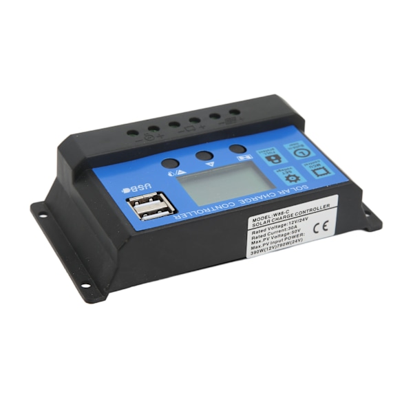 12V 24V Solar Charge Controller USB-port Överladdningsskydd Solpanel Batteriregulator med LCD-skärm 10A