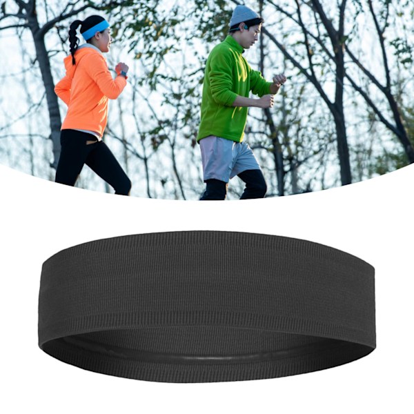 Sport Pannband Förhindra halka Fukttransporterande Mjuk Elastisk Män Dam Svettband för Fitness Yoga Running Svart