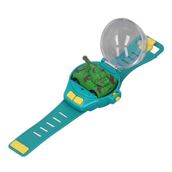 2,4 GHz Mini Ur RC Bil Tank Legetøj Legering USB Opladningsur RC Bil Legetøj til børn over 3 år Grøn