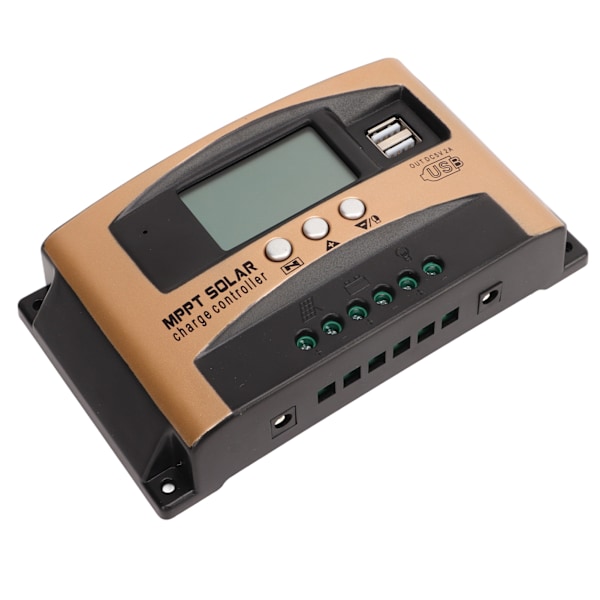 Solar Charge Controller MPPT Solar Charge Controller Solpanelregulator med LCD-skjerm Parameter Justerbar Gull 100A