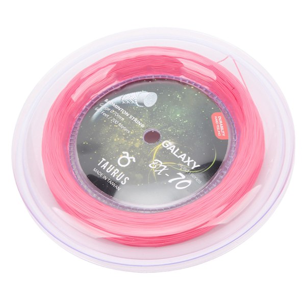POWERTI BX70 Sulkapallomailan jousi, korkea elastinen nylon sulkapallomailan jousi 0,7 mm sulkapallonaru 200 m rulla vaaleanpunainen
