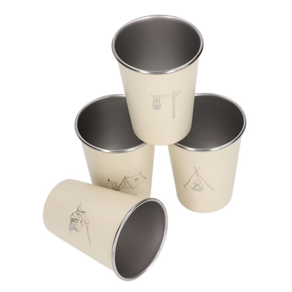4 st 350ml 304 rostfritt stål vattenkopp kaffemugg flaska för grillning Ölresor utomhus beige