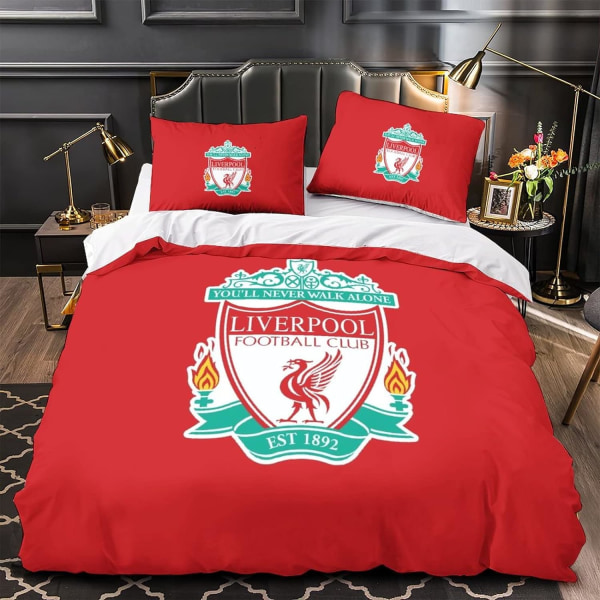 Liverpool Signature 3- set sängset med vändbart cover i mjukt borstad mikrofiber och matchande örngott (kända fotbollslag Kings) 180-200