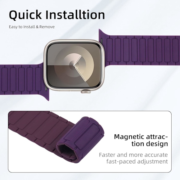 Sopii Apple Watch -rannekkeisiin, vapaasti säädettävät magneettirannekkeet, Apple Watch SE 10. sukupolvi luumu kukka Ultra -kellorannekkeet purple 42/44/45/46/49 mm