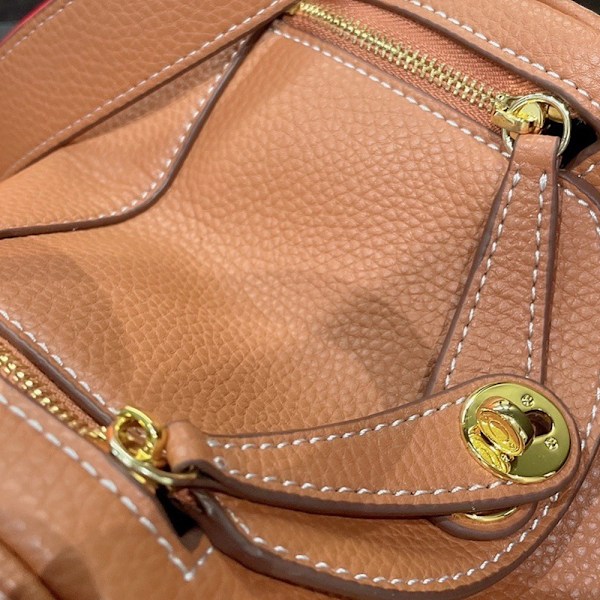 Lindy Mini Kufskinn Putesekk Messenger for Kvinner Ekte Lær Skulderveske Oransje med Gullknapp 19cm Small orange gold button 19cm