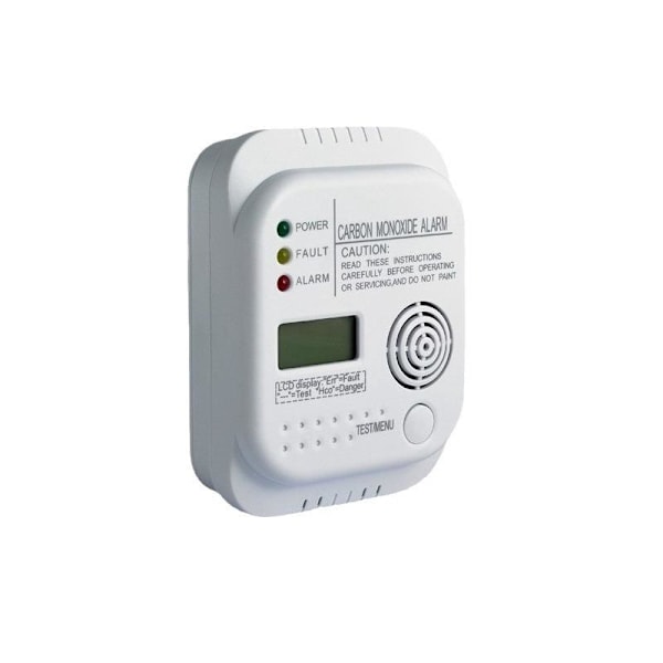 Kolmonoxiddetektor, Batteridriven, Gasdetektor med Display och Termometer