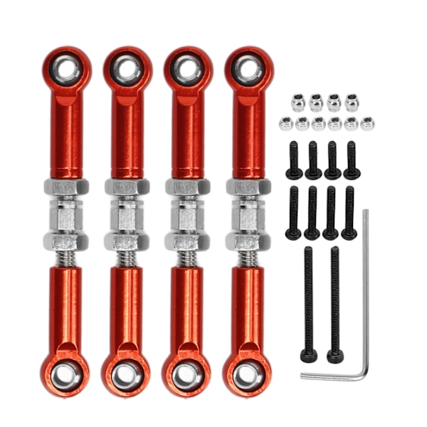 4st Justerbar Servolänkar Dragstång för FMS 1/24 för FCX24 RC Bil Hög noggrannhet Aluminiumlegering Järn RC Styrning Dragstång Röd
