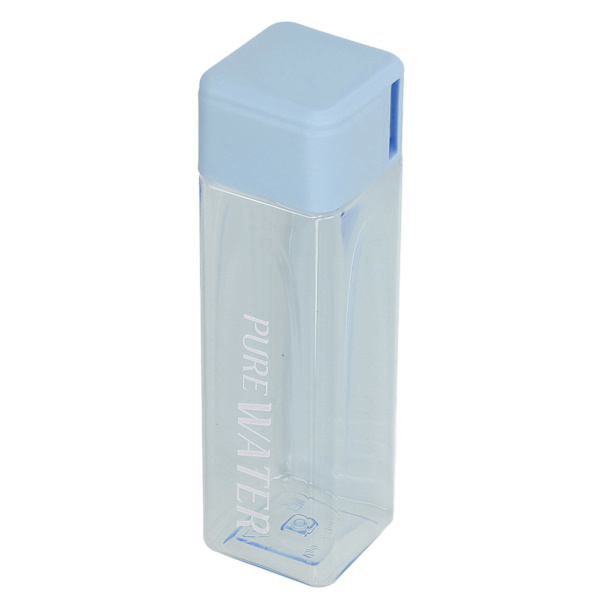 500ml 17oz vattenflaska Transparent Portabelt brevtryckt dricksvattenflaska med handledsrep Blå