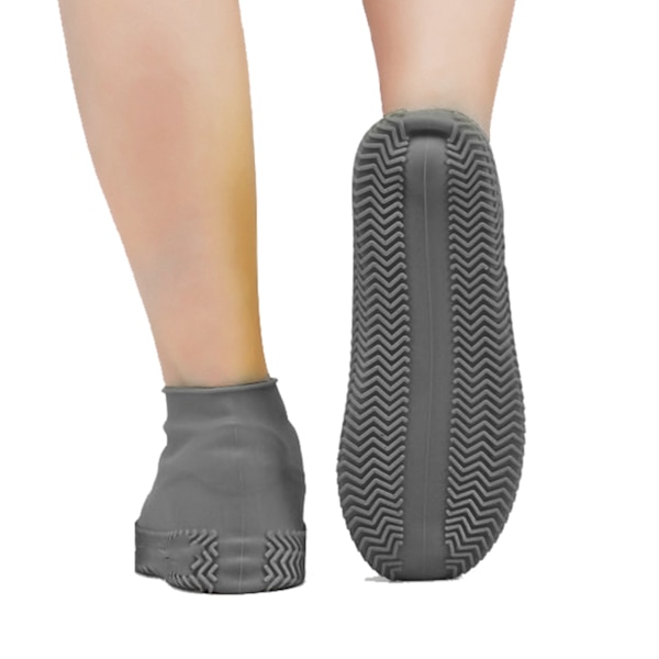 1 pari vedenpitäviä silikonisia kenkäsuojia, uudelleenkäytettävät sateenkestävät ulkoilukenkäsuojat miehille ja naisille, harmaa S 20,9 cm, koko 28-34