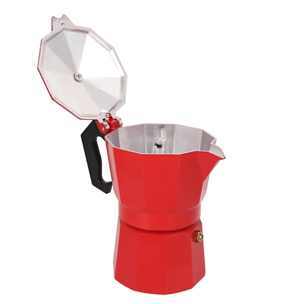 Aluminium Kaffemaskin Moka Pot - 300ML, 6-Kopps Kapacitet - Röd