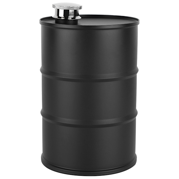 Bærbar 700ml Rustfrit Stål Øl Tønde Hip Flask med Tættende Låg (Sort)