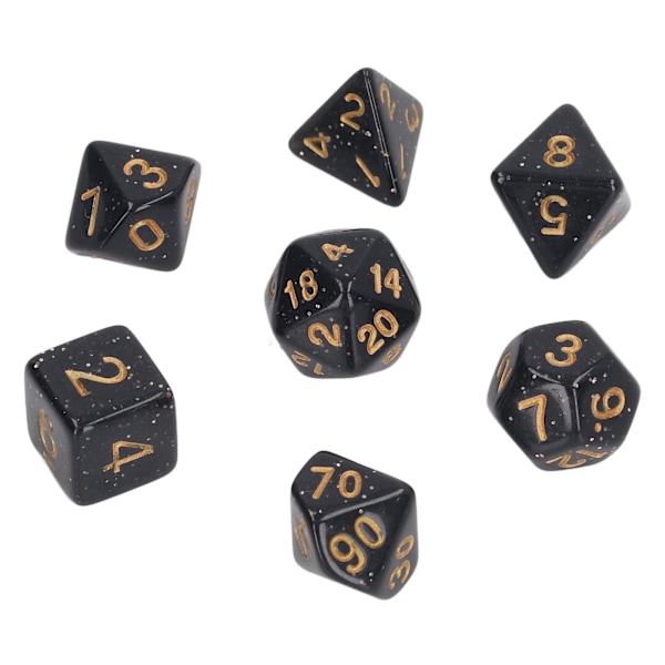 5 sæt flersidede terninger Sæt Guld Nummer Perle Polyhedron terninger til interaktive spil skolematerialer Sort