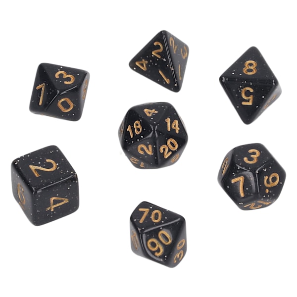 5 set flersidiga tärningar Set Gold Number Pearl Polyhedron tärningar för interaktiva spel skolmaterial Svart