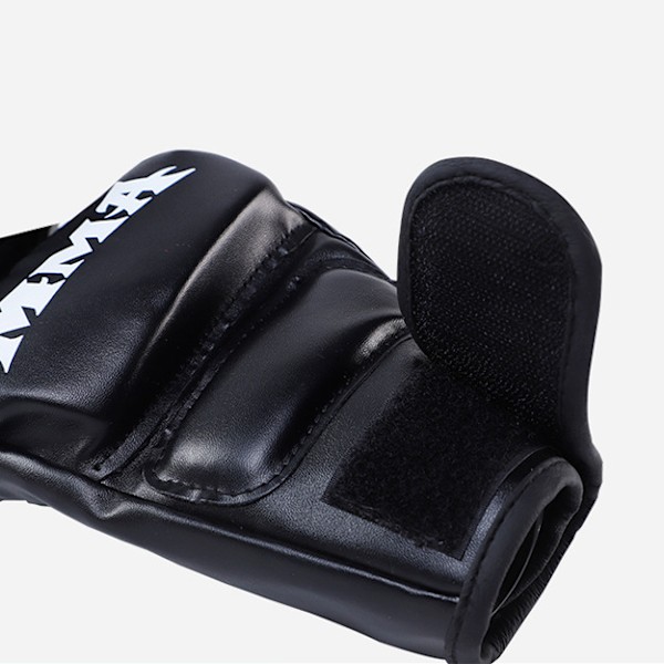 1 par halvfingernävar Bra dämpningsprestanda Hollow Palm Förtjockade boxningshandskar Svart MMA