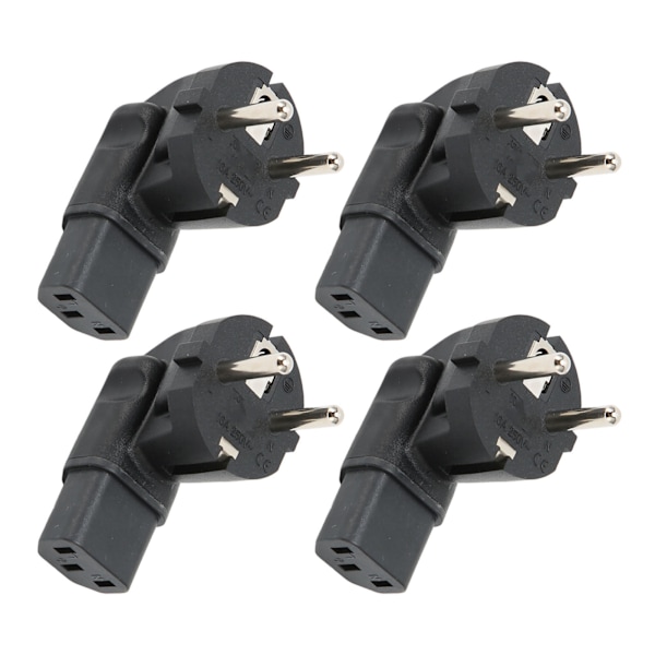 4 stk. EU 4,8 mm til IEC320 C13 Konverter 90 Graders Strømstikadapter til Laptop Strømadaptere EU Stik 100‑250V