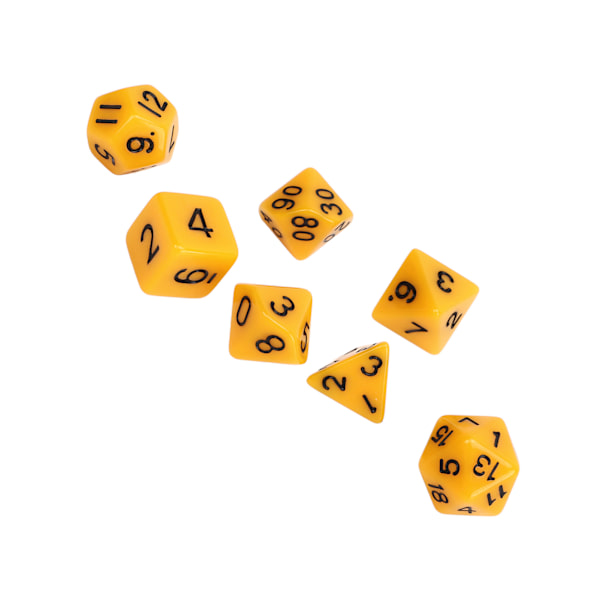 21ST polyedrisk tärningsset enfärgad plast antioxidation Pedagogisk rollspelstärning för spel Gul