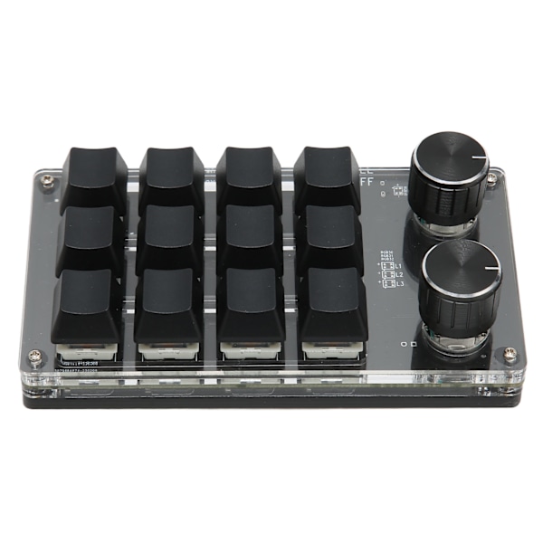Mini Tastatur 1 Hånds Mekanisk Tastatur Kablet USB Programmerbar Makro 12 Taster 2 Knotter RGB Lys Blå Bryter PC Universal