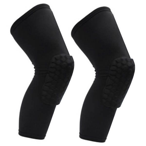 2 STK Knäbygel unisex förlängd honeycomb antikollisionskompression knähylsa för basket svart L för 175-185 cm höjd