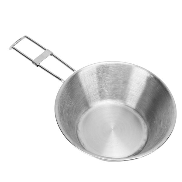 Campingkopp i rostfritt stål Backpackingmugg med bred mun och hopfällbart handtag för campingbestickutrustning