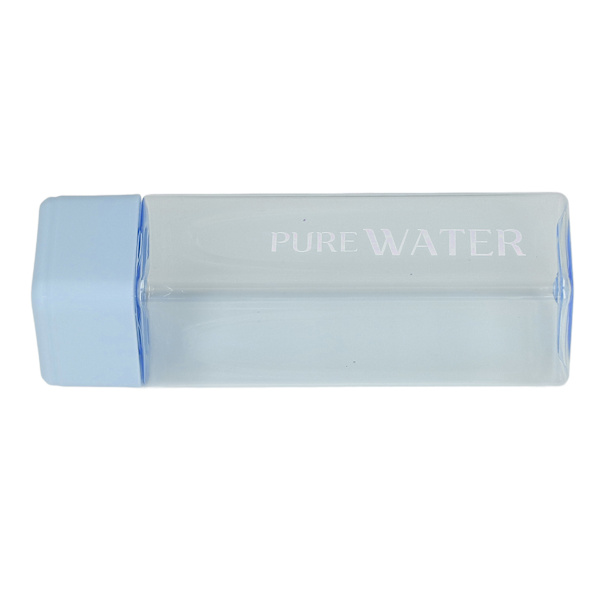 500ml 17oz vattenflaska Transparent Portabelt brevtryckt dricksvattenflaska med handledsrep Blå