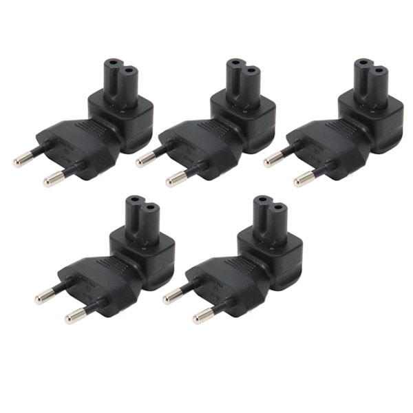 5 stk. EU-stik til IEC320 C7 strømadapter EU-stik han til IEC320 C7 hun strømstikadapter Albuekonnektor EU-stik 125‑250V