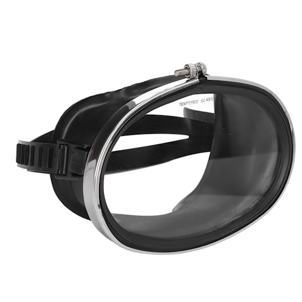 Gratis dykarglasögon HD härdat glas PVC oval form Anti-dimma Enkellins Scuba Goggles for Fisherman Black L