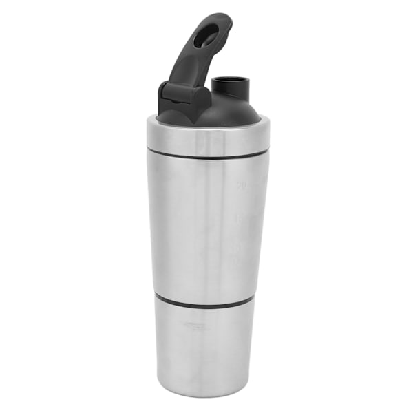Protein Shaker flaske med skala Bærbar rustfritt stål dobbeltseksjon shaker flaske for treningselskere tenåringer