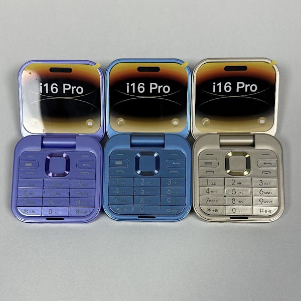 i16 PRO mini flip telefon, enkel och lätt att använda, prisvärd, lätt och portabel blue