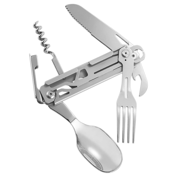 Kniv Ske Gaffel Oplukker Combo Rustfrit stål Let at rengøre Foldbart campingredskab