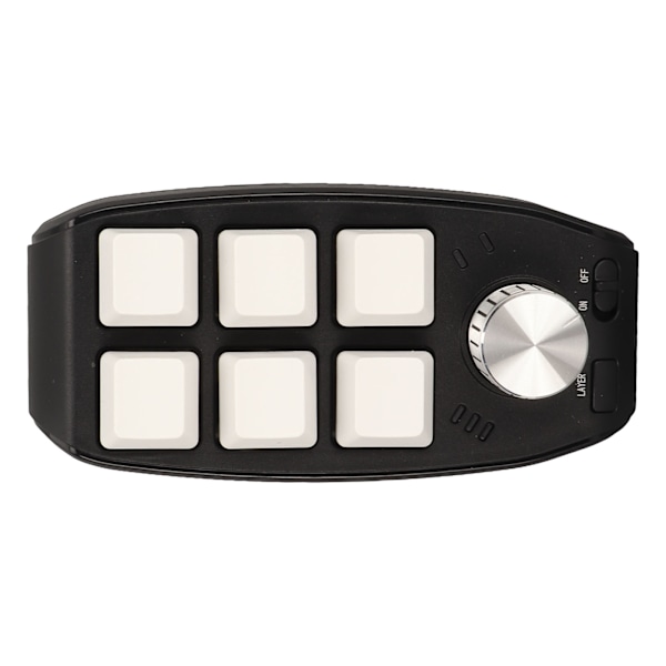 6-knapps Mini Keypad med Vred, Programmerbar Dubbellägesanslutning, Generell Enhands Mekanisk Keypad för Gaming, Vit