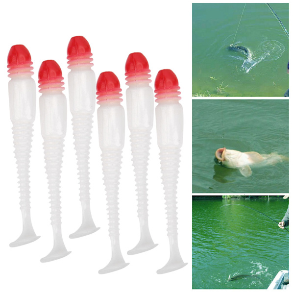 12st Mjuk silikon Fiskedrag Räkor Lukt Falskt Fiskedrag Konstgjorda beten SwimbbaitRött Huvud Vit Kropp