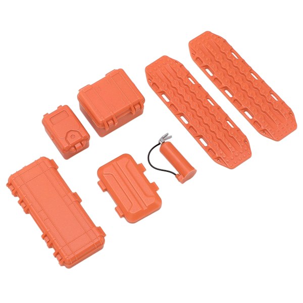 RC Car Simulering Dekoration Set Simulering Bagageväska Verktygslåda Brandsläckare Escape Board Set för 1/18 1/24 RC Cars Orange