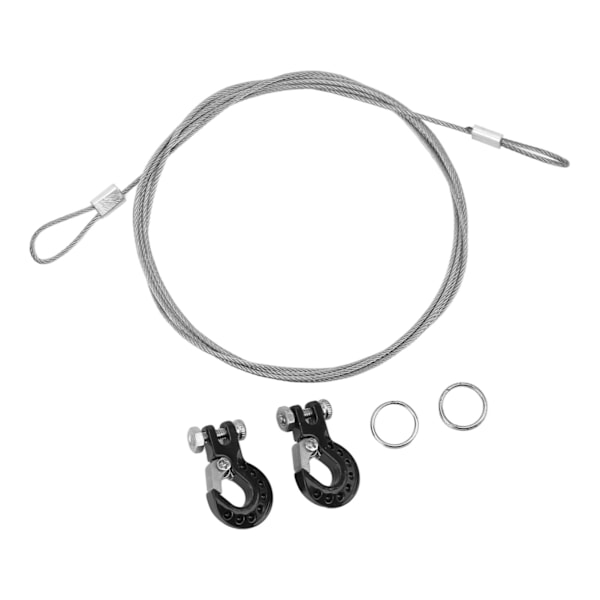 2 stk. RC slepekrok aluminiumslegering Robust RC klatrebilkrok med stålwire for 1/10 fjernkontrollbiler svart