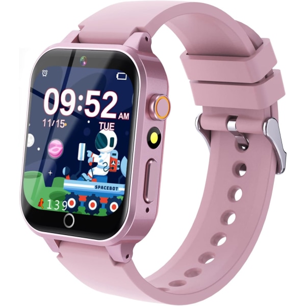 Barn Smart Watch Present för barn, Spel HD Touch Screen Watch med kamera Musikspelare 12/24 timmar Pedagogisk leksak födelsedagspresent (rosa)