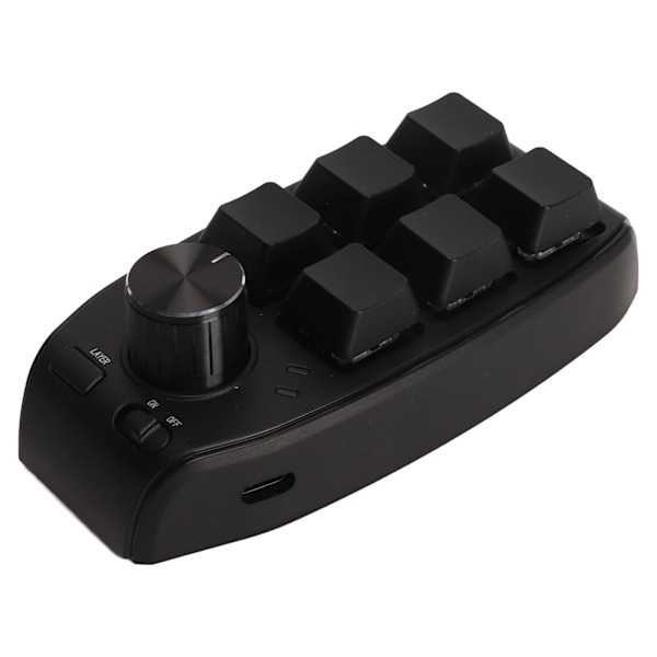 6 Tasters Mini Tastatur med Knott Programmerbar Dobbel Modus Tilkobling Generell Enhånds Mekanisk Tastatur for Gaming Svart