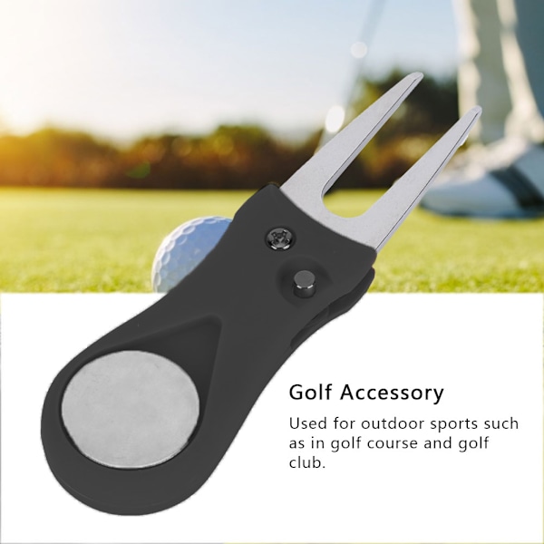 Bærbar Golf Green Divot Repair Tool Foldbar Ball Fork Plenreparasjon Golfer Treningstilbehør Svart