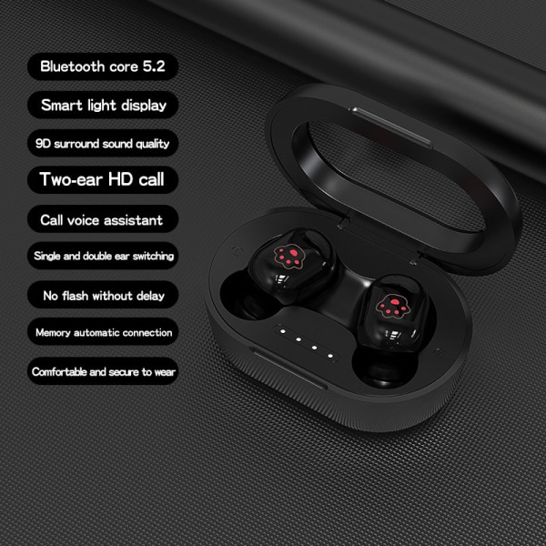 Trådløst bluetooth-headset med superlang batterilevetid in-ear støjreducerende headset-A eas black light display