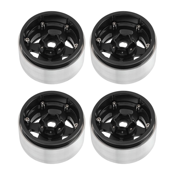 4 stk 1,9 tommer Hjulnav Aluminiumlegering Beadlock Hjulnav Tilbehør for Axial SCX10 90046 AXI 03007 for REDCAT MST 1/10 RC Bil Svart